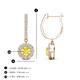 3 - Ilona (4mm) Round Yellow Sapphire and Diamond Halo Dangling Earrings 