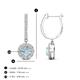 3 - Ilona (4mm) Round Aquamarine and Diamond Halo Dangling Earrings 