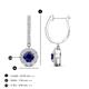 3 - Ilona (4mm) Round Blue Sapphire and Diamond Halo Dangling Earrings 