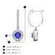 3 - Ilona (4mm) Round Tanzanite and Diamond Halo Dangling Earrings 