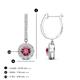 3 - Ilona (4mm) Round Pink Tourmaline and Diamond Halo Dangling Earrings 