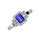 3 - Jessica Rainbow Emerald Cut Tanzanite with Round and Princess Cut Diamond Engagement Ring 