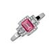 3 - Jessica Rainbow Emerald Cut Pink Tourmaline with Round and Princess Cut Diamond Engagement Ring 