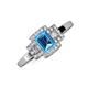 3 - Jessica Rainbow Emerald Cut Blue Topaz with Round and Princess Cut Diamond Engagement Ring 