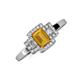 3 - Jessica Rainbow Emerald Cut Citrine with Round and Princess Cut Diamond Engagement Ring 