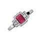 3 - Jessica Rainbow Emerald Cut Rhodolite Garnet with Round and Princess Cut Diamond Engagement Ring 