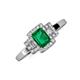 3 - Jessica Rainbow Emerald Cut Lab Created Emerald with Round and Princess Cut Diamond Engagement Ring 