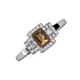 3 - Jessica Rainbow Emerald Cut Smoky Quartz with Round and Princess Cut Diamond Engagement Ring 