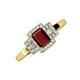 3 - Jessica Rainbow Emerald Cut Red Garnet with Round and Princess Cut Diamond Engagement Ring 