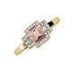 3 - Jessica Rainbow Emerald Cut Morganite with Round and Princess Cut Diamond Engagement Ring 