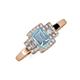 3 - Jessica Rainbow Emerald Cut Aquamarine with Round and Princess Cut Diamond Engagement Ring 
