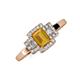 3 - Jessica Rainbow Emerald Cut Citrine with Round and Princess Cut Diamond Engagement Ring 