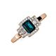 3 - Jessica Rainbow Emerald Cut London Blue Topaz with Round and Princess Cut Diamond Engagement Ring 