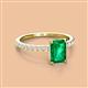 2 - Charlotte Desire 7x5 mm Emerald Cut Emerald and Round Diamond Hidden Halo Engagement Ring 