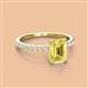 2 - Charlotte Desire 7x5 mm Emerald Cut Yellow Sapphire and Round Diamond Hidden Halo Engagement Ring 