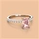 2 - Charlotte Desire 7x5 mm Emerald Cut Morganite and Round Diamond Hidden Halo Engagement Ring 
