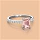2 - Charlotte Desire 7x5 mm Emerald Cut Morganite and Round Diamond Hidden Halo Engagement Ring 