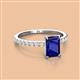 2 - Charlotte Desire 7x5 mm Emerald Cut Blue Sapphire and Round Diamond Hidden Halo Engagement Ring 