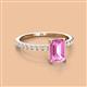 2 - Charlotte Desire 7x5 mm Emerald Cut Pink Sapphire and Round Diamond Hidden Halo Engagement Ring 