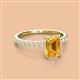 2 - Charlotte Desire 7x5 mm Emerald Cut Citrine and Round Diamond Hidden Halo Engagement Ring 