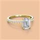 2 - Charlotte Desire 7x5 mm Emerald Cut White Sapphire and Round Diamond Hidden Halo Engagement Ring 