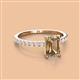 2 - Charlotte Desire 7x5 mm Emerald Cut Smoky Quartz and Round Diamond Hidden Halo Engagement Ring 