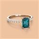 2 - Charlotte Desire 7x5 mm Emerald Cut London Blue Topaz and Round Diamond Hidden Halo Engagement Ring 