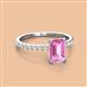 2 - Charlotte Desire 7x5 mm Emerald Cut Pink Sapphire and Round Diamond Hidden Halo Engagement Ring 