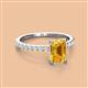 2 - Charlotte Desire 7x5 mm Emerald Cut Citrine and Round Diamond Hidden Halo Engagement Ring 