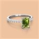 2 - Charlotte Desire 7x5 mm Emerald Cut Peridot and Round Diamond Hidden Halo Engagement Ring 