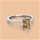 2 - Charlotte Desire 7x5 mm Emerald Cut Smoky Quartz and Round Diamond Hidden Halo Engagement Ring 