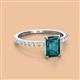 2 - Charlotte Desire 7x5 mm Emerald Cut London Blue Topaz and Round Diamond Hidden Halo Engagement Ring 