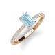 3 - Charlotte Desire 7x5 mm Emerald Cut Aquamarine and Round Diamond Hidden Halo Engagement Ring 