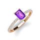 3 - Charlotte Desire 7x5 mm Emerald Cut Amethyst and Round Diamond Hidden Halo Engagement Ring 