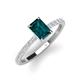 3 - Charlotte Desire 7x5 mm Emerald Cut London Blue Topaz and Round Diamond Hidden Halo Engagement Ring 