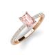 3 - Charlotte Desire 7x5 mm Emerald Cut Morganite and Round Diamond Hidden Halo Engagement Ring 
