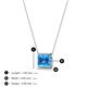 3 - Olivia 8x6 mm Emerald Cut Blue Topaz East West Solitaire Pendant Necklace 