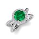 3 - Austyn Desire Round Lab Created Emerald and Round Diamond Twisted Rope Cross Split Shank Halo Engagement Ring 