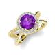 3 - Austyn Desire Round Amethyst and Round Diamond Twisted Rope Cross Split Shank Halo Engagement Ring 