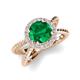 3 - Austyn Desire Round Lab Created Emerald and Round Diamond Twisted Rope Cross Split Shank Halo Engagement Ring 