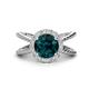 1 - Austyn Desire Round London Blue Topaz and Round Diamond Twisted Rope Cross Split Shank Halo Engagement Ring 