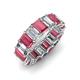 3 - Victoria 6x4 mm Emerald Cut Rhodolite Garnet and Lab Grown Diamond Eternity Band 