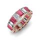 3 - Victoria 6x4 mm Emerald Cut Rhodolite Garnet and Lab Grown Diamond Eternity Band 
