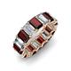 3 - Victoria 6x4 mm Emerald Cut Red Garnet and Lab Grown Diamond Eternity Band 