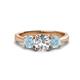 1 - Quyen GIA Certified 2.05 ctw (7.00 mm) Round Natural Diamond and Aquamarine Three Stone Engagement Ring 