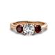 1 - Quyen GIA Certified 2.51 ctw (7.00 mm) Round Natural Diamond and Red Garnet Three Stone Engagement Ring 
