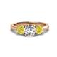 1 - Quyen GIA Certified 2.25 ctw (7.00 mm) Round Natural Diamond and Yellow Diamond Three Stone Engagement Ring 