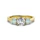 1 - Quyen GIA Certified 1.95 ctw (7.00 mm) Round Natural Diamond and Opal Three Stone Engagement Ring 