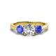 1 - Quyen IGI Certified 2.24 ctw (7.00 mm) Round Lab Grown Diamond and Tanzanite Three Stone Engagement Ring 