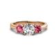 1 - Quyen IGI Certified 2.10 ctw (7.00 mm) Round Lab Grown Diamond and Pink Tourmaline Three Stone Engagement Ring 